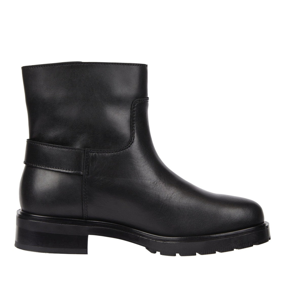 Tommy Hilfiger Black Monochromatic Decorative Strap Leather Boots