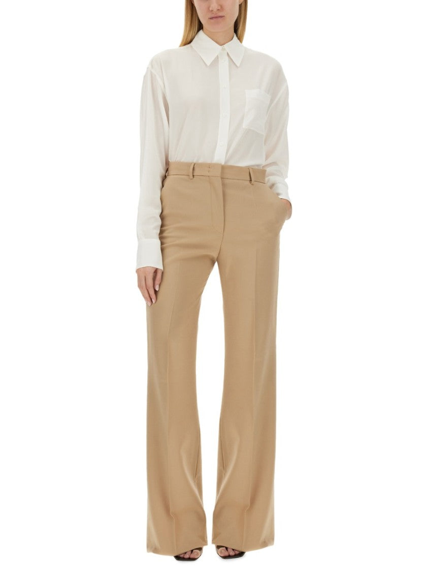 Sportmax Classic White Shirt With Pointed Collar And Pleat Detail