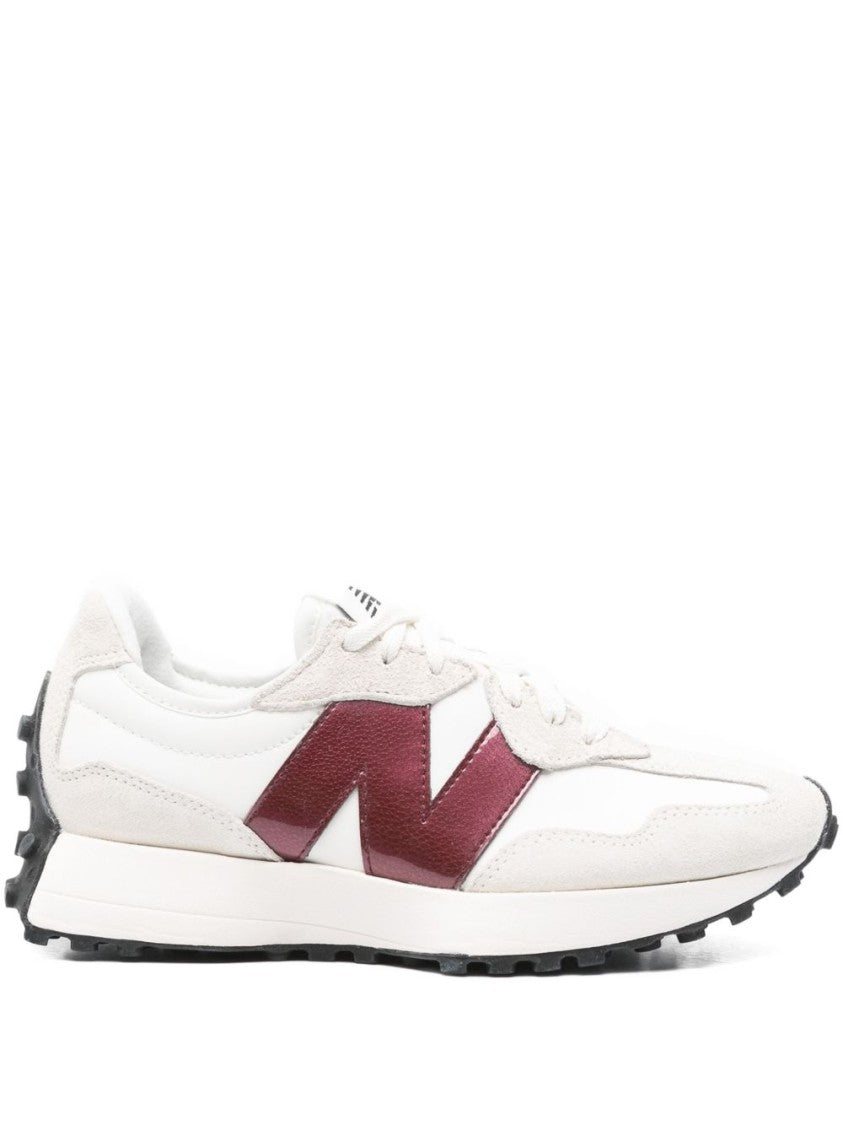 New Balance Sleek White And Dark Red Sneakers