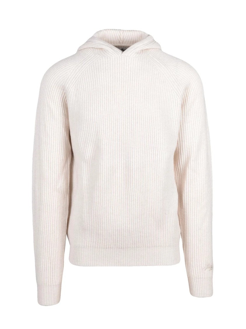 Mc2 Saint Barth Ribbed Knit Sweater With Raglan Sleeves In Neutral Beige