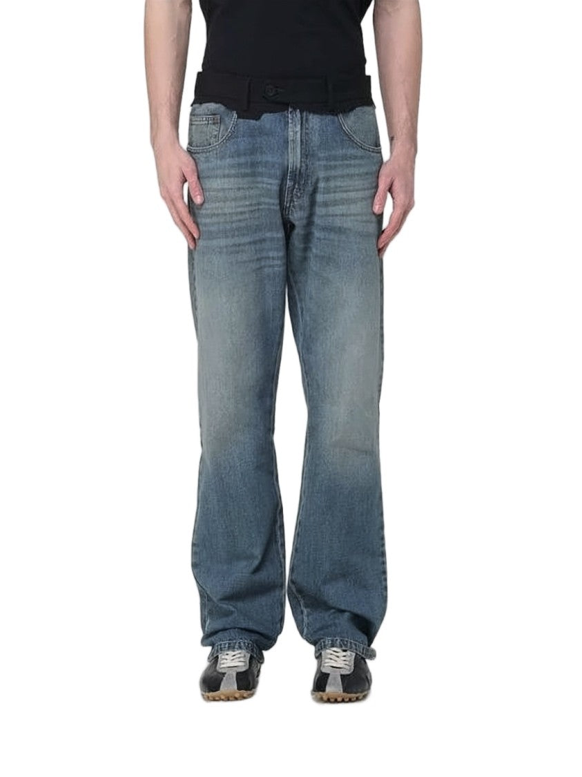 Mm6 By Maison Margiela Relaxed Fit Denim Pants With Vintage Wash