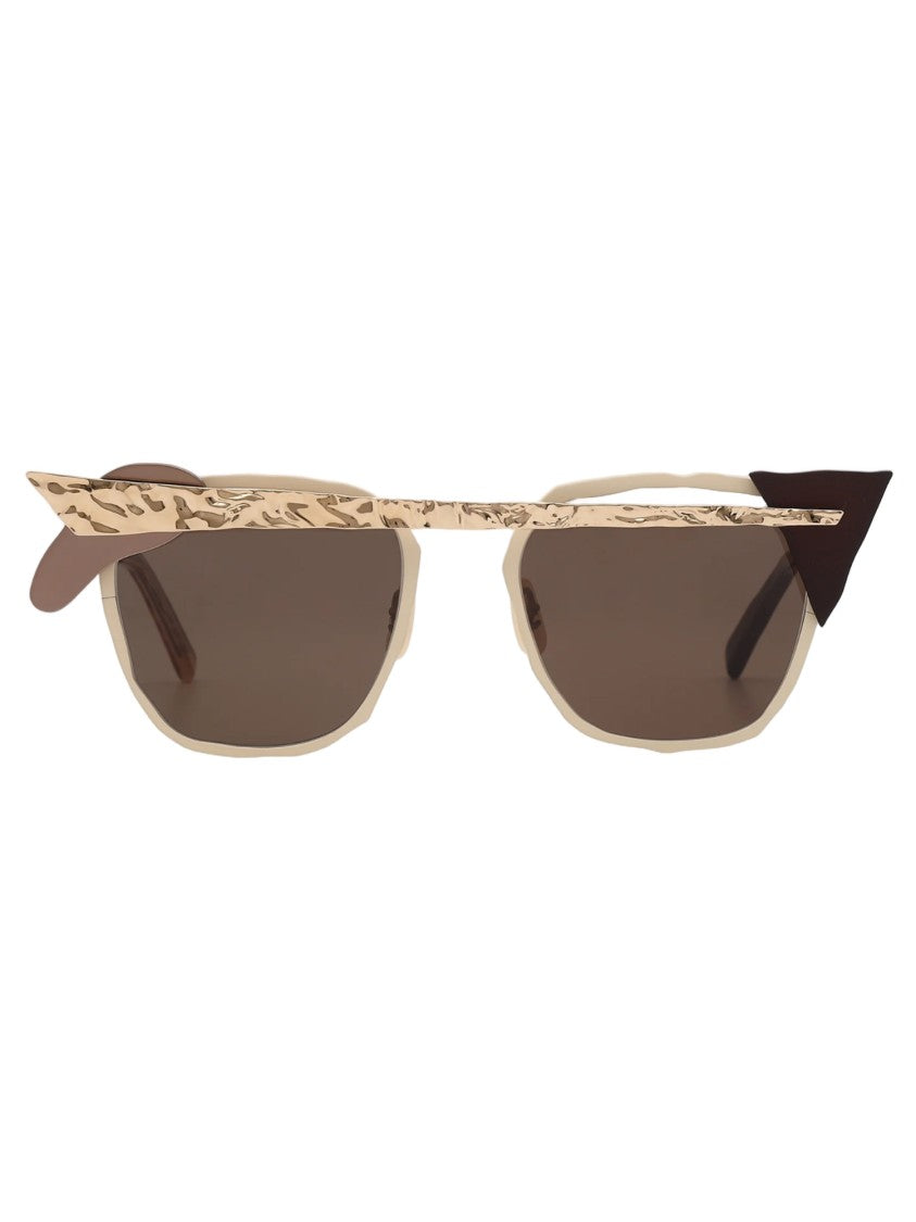 Masahiromaruyama Octagonal Brown Titanium Sunglasses