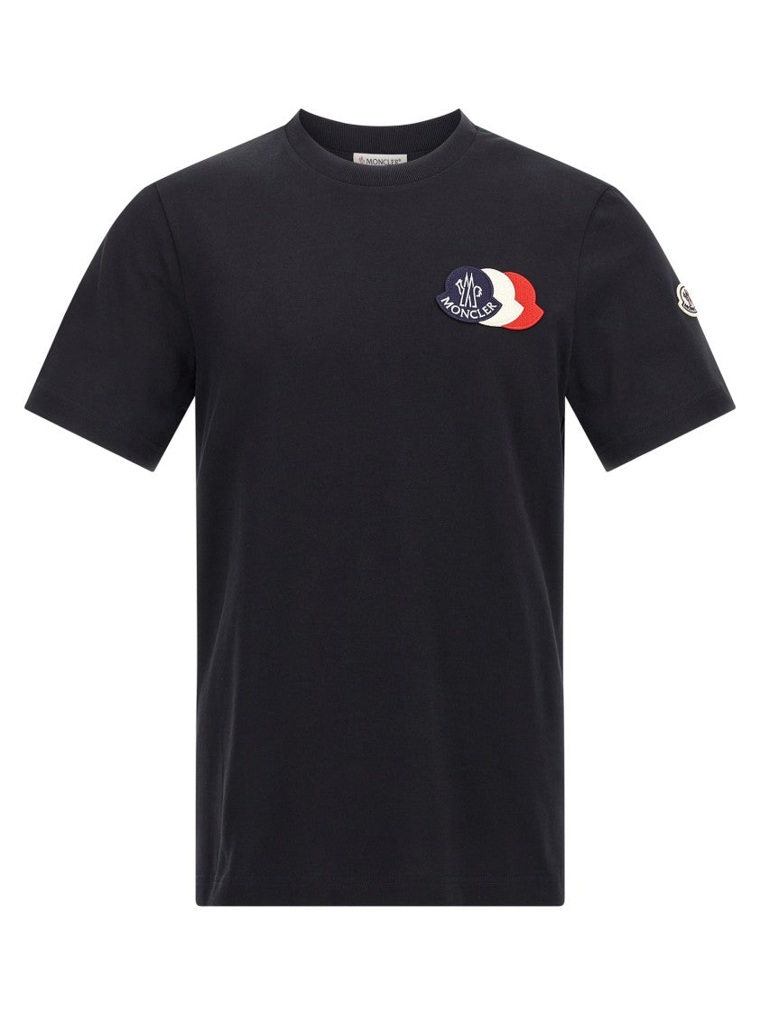 Moncler Tricolor Logo Patch T-Shirt In Soft Cotton Jersey