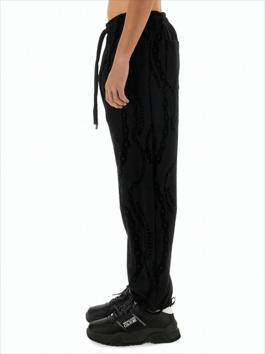Versace Black Jogger Pants With Textured Pattern