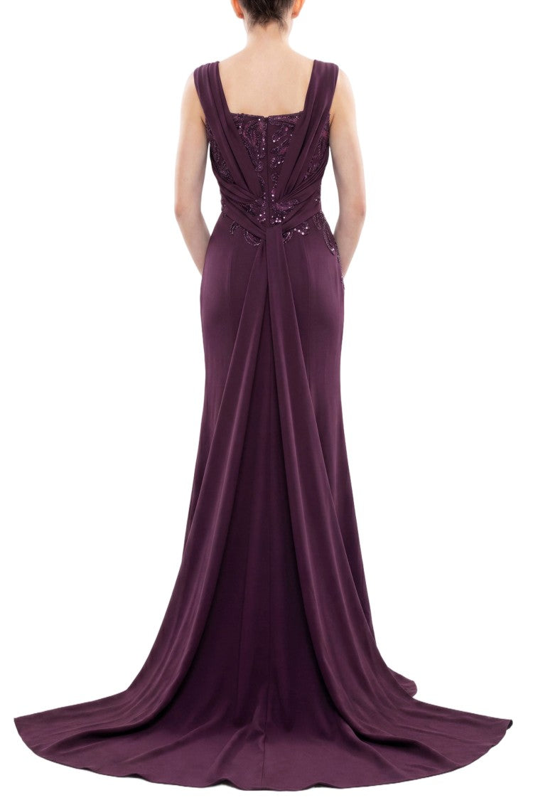 Saiid Kobeisy Embellished Long Crepe Dress
