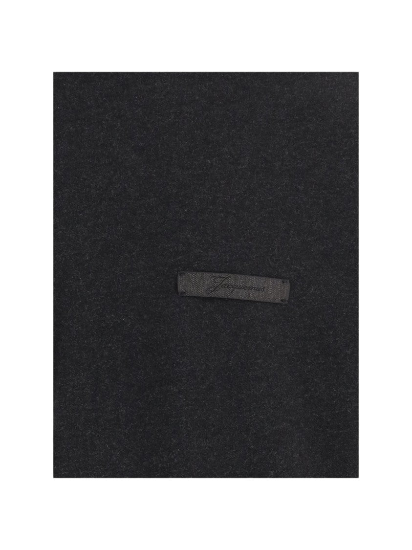 Jacquemus Dark Gray Logo Label Ribbed Crewneck Cotton T-Shirt