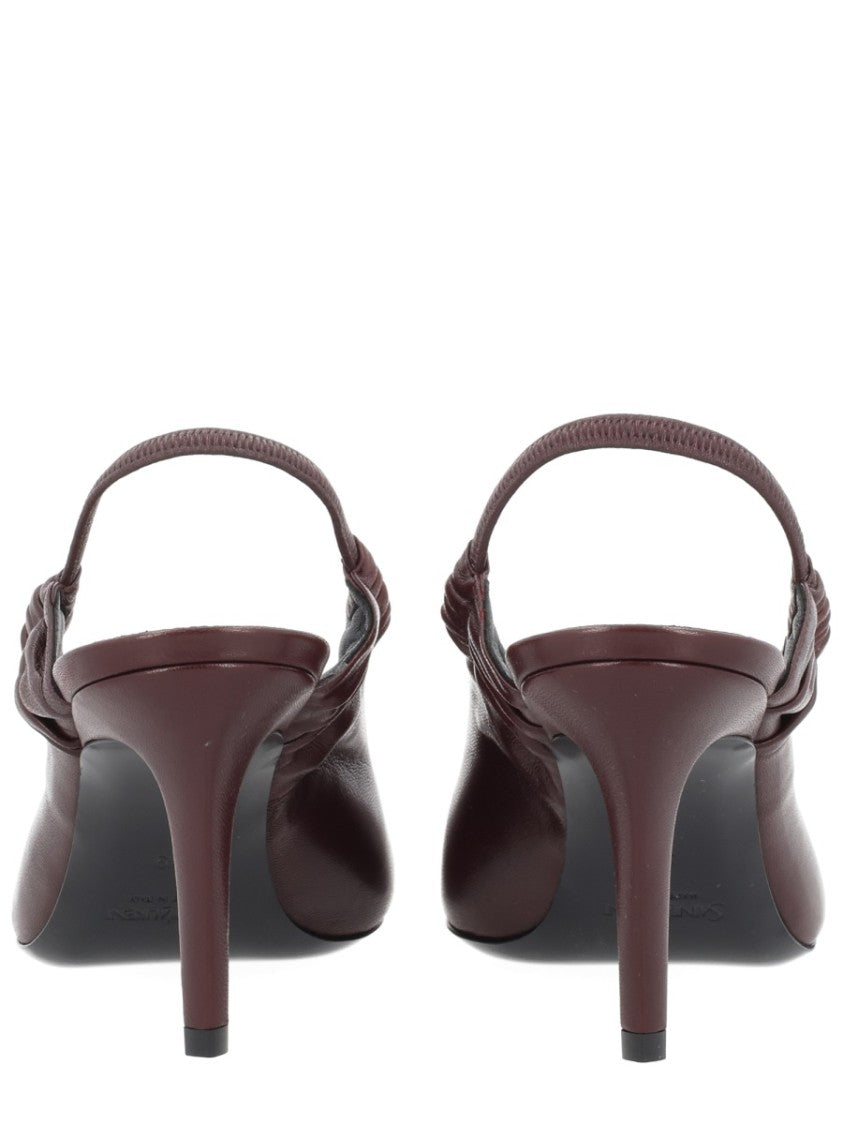 Saint Laurent Burgundy Anne-Marie Lamb Leather Slingback Pumps