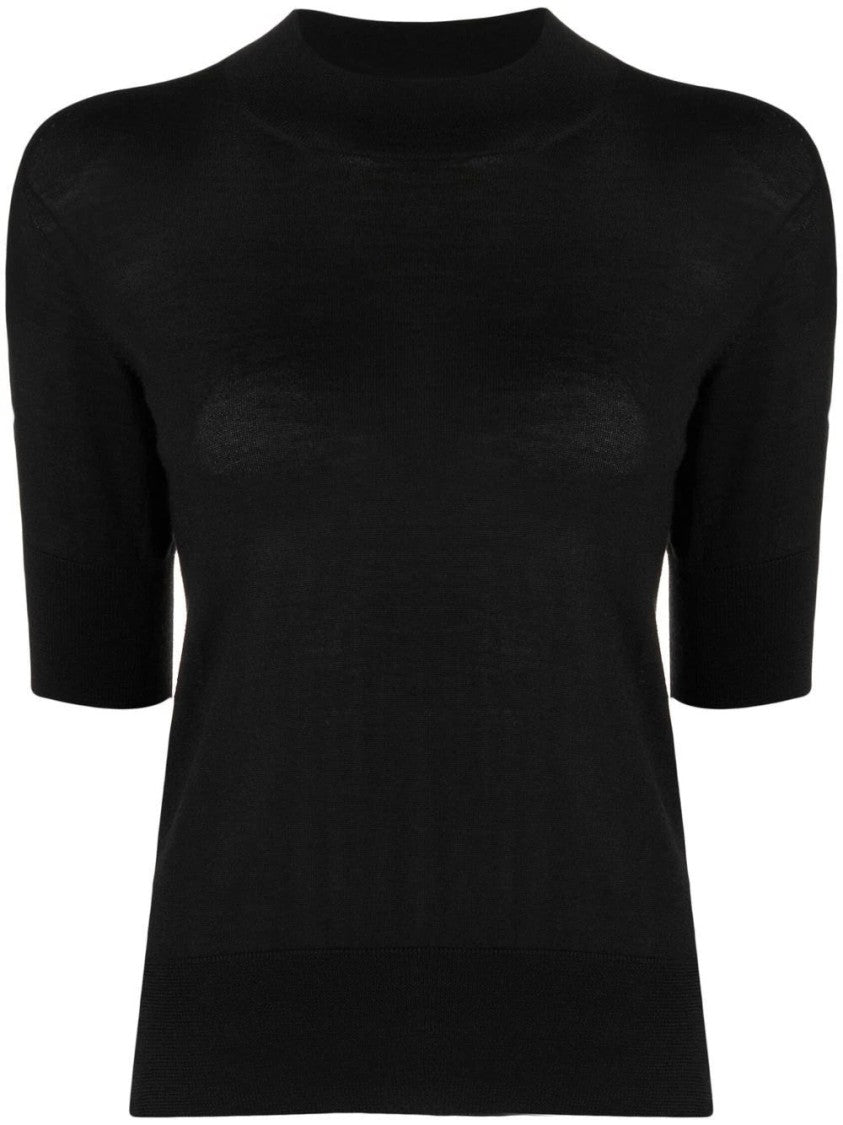 Jil Sander Cropped Short Sleeve Sweater With High Neckline