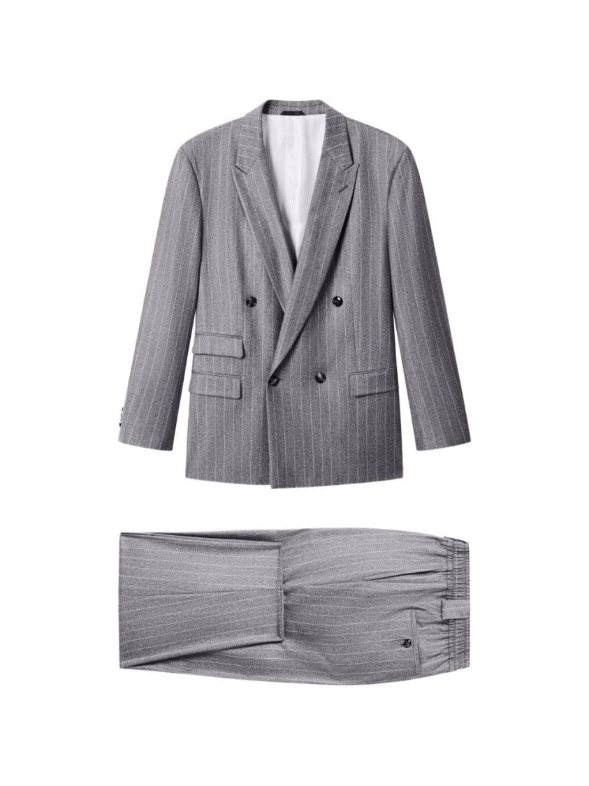 Giorgio Armani Grey Double-Breasted Pinstripe Blazer Trousers Suit
