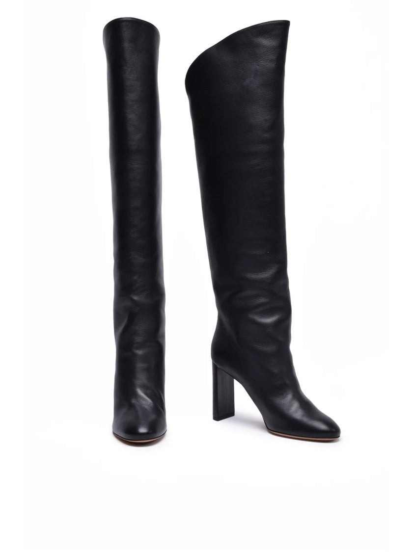 Skorpios Black Leather Rubber Women's High Boot