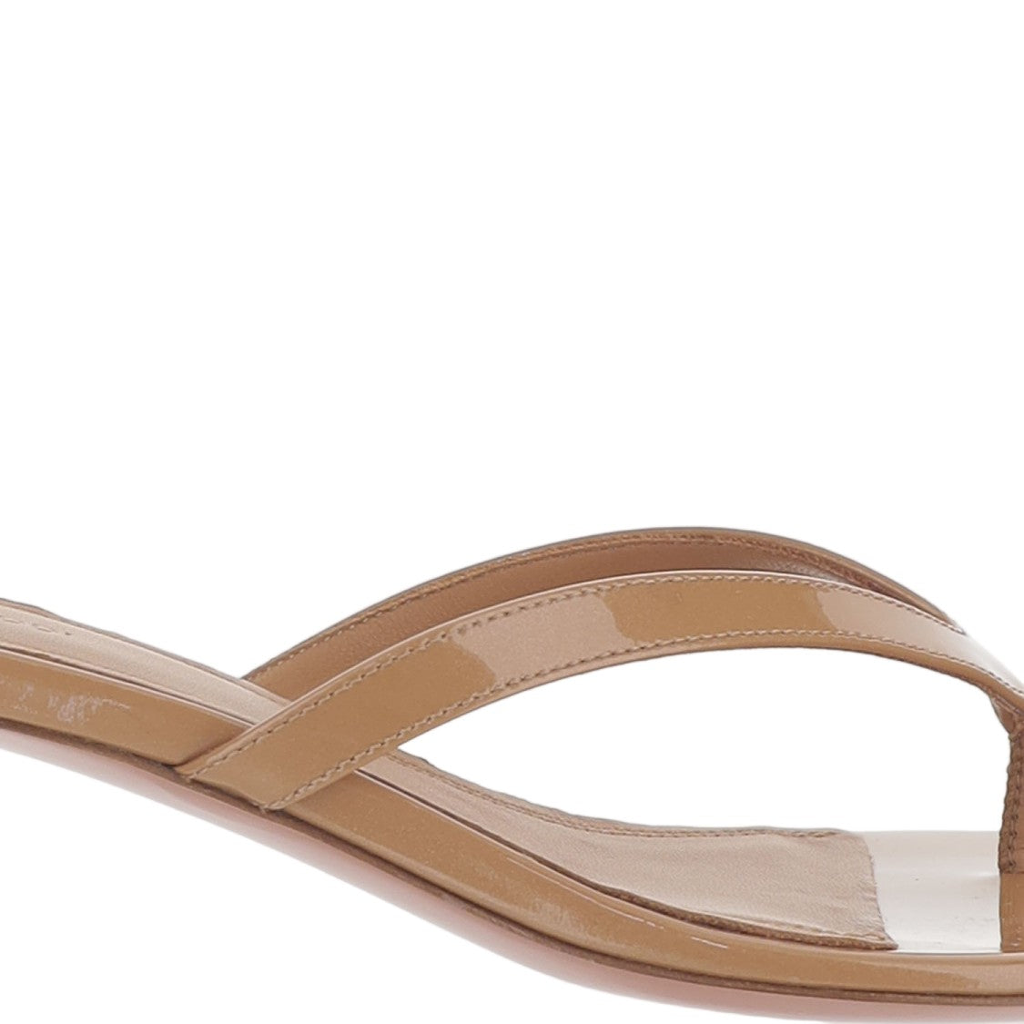 Amina Muaddi Thong Design Leather Sandals With Sculpted Heel