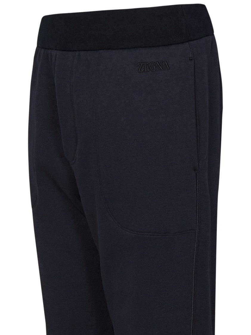 Zegna Blue Joggers With Ribbed Finishes