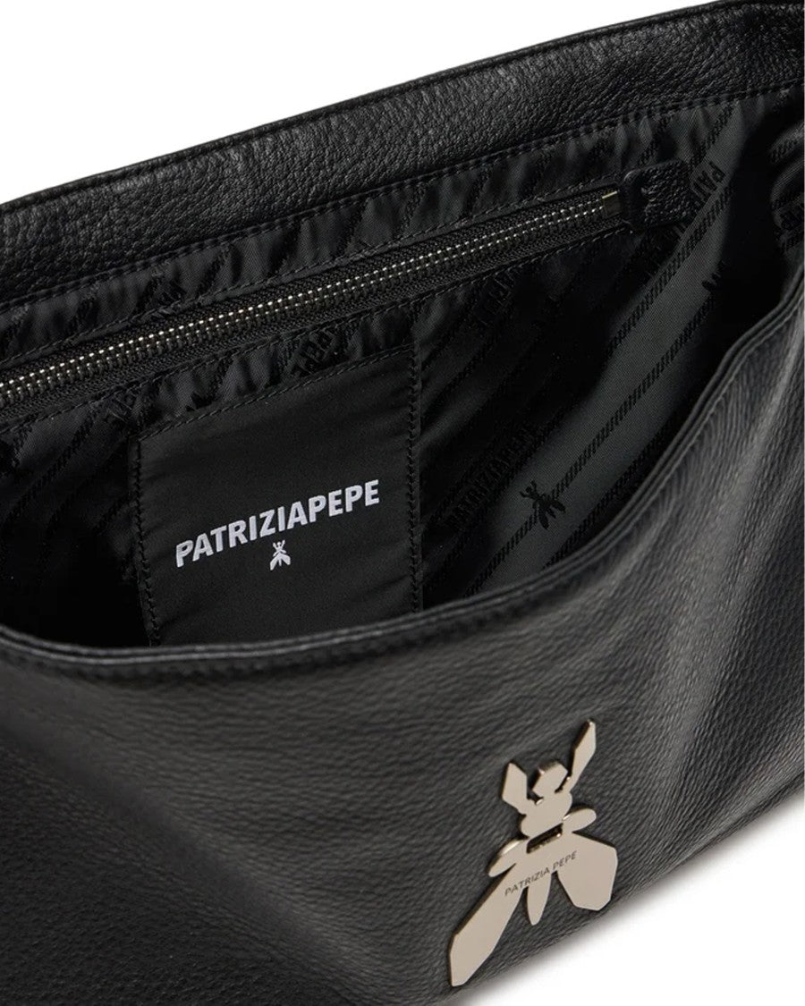 Patrizia Pepe Textured Calf Leather Shoulder Bag With Chain Strap