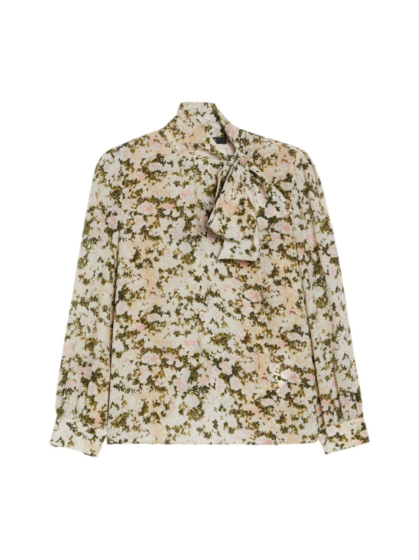 Max Mara Floral Print Blouse With Bow Tie