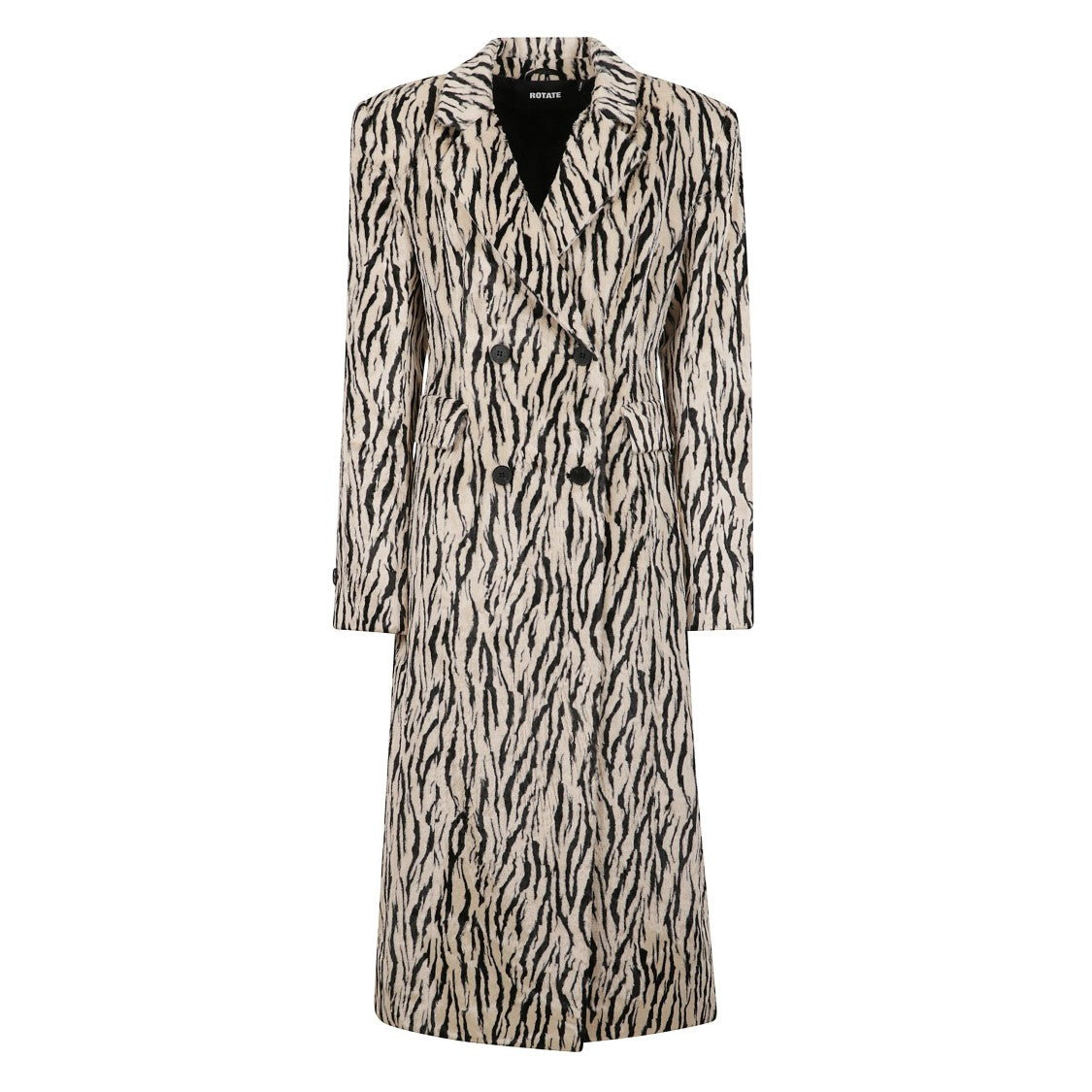 Rotate Double-Breasted Faux Fur Animal-Print Coat
