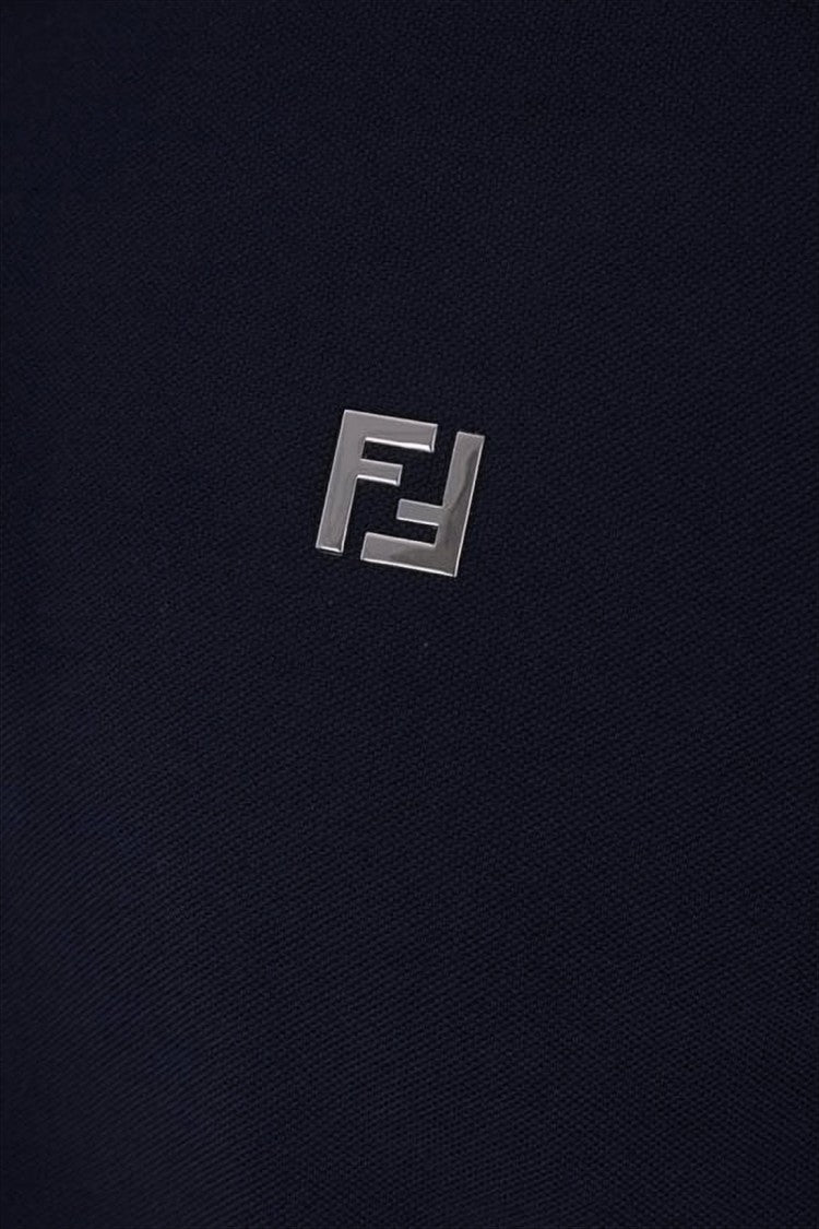 Fendi Structured Navy Polo Shirt With Iconic Emblem