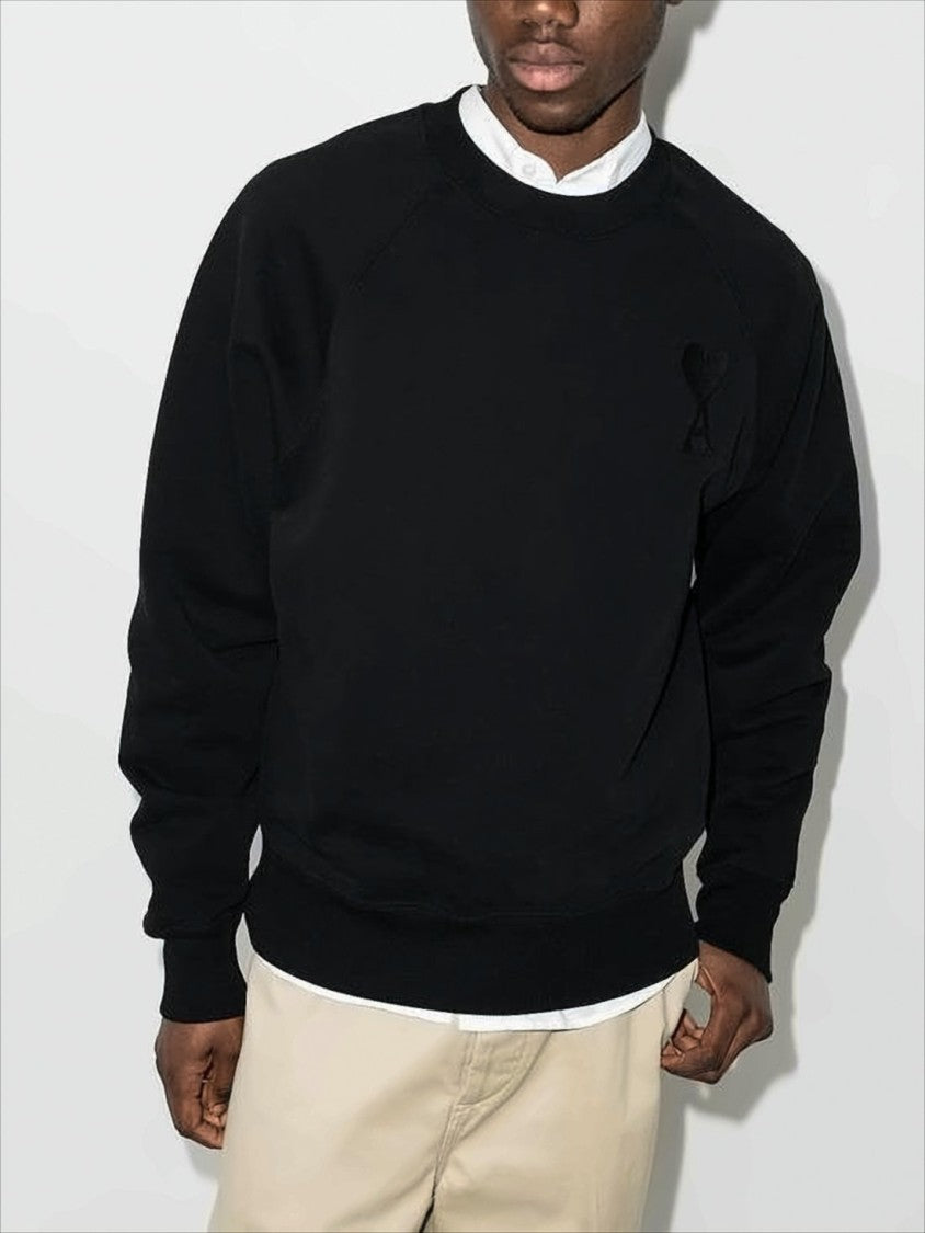 Ami Long-Sleeve Crewneck Sweatshirt With Embroidered Heart Logo