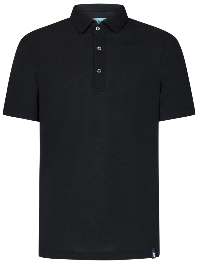 Drumohr Black Cotton Jersey Polo Shirt