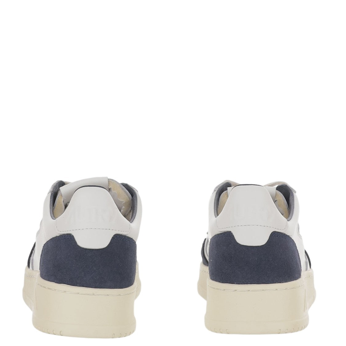Autry Round Toe Leather Sneakers With Suede Inserts And Logo Details