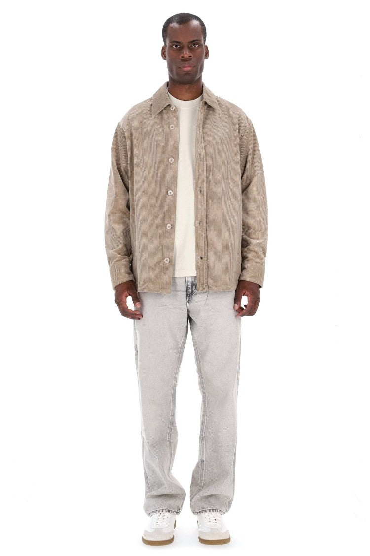 A.P.C. Cotton Velvet Overshirt With Classic Collar