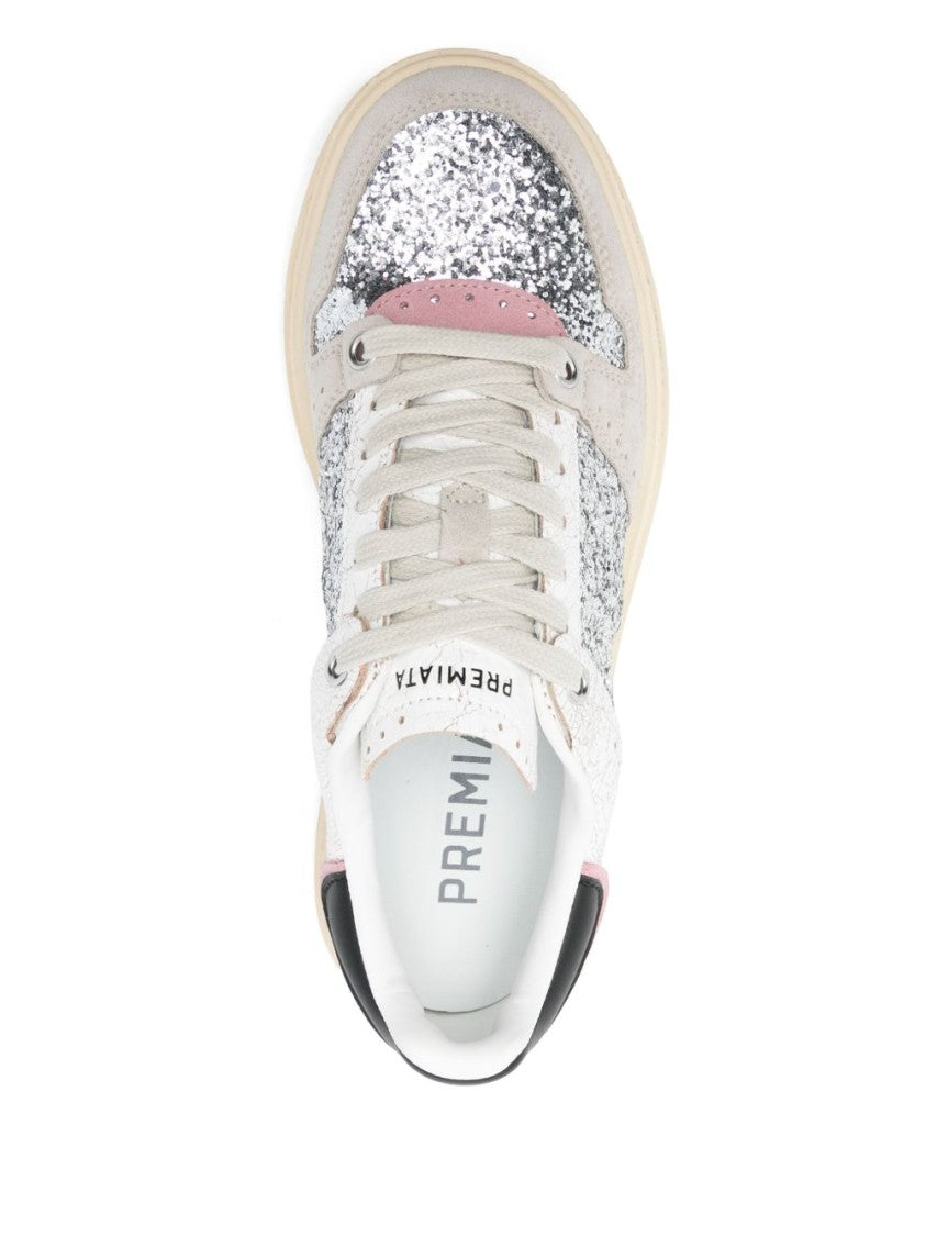 Premiata Glitter Chic Silver Sneakers