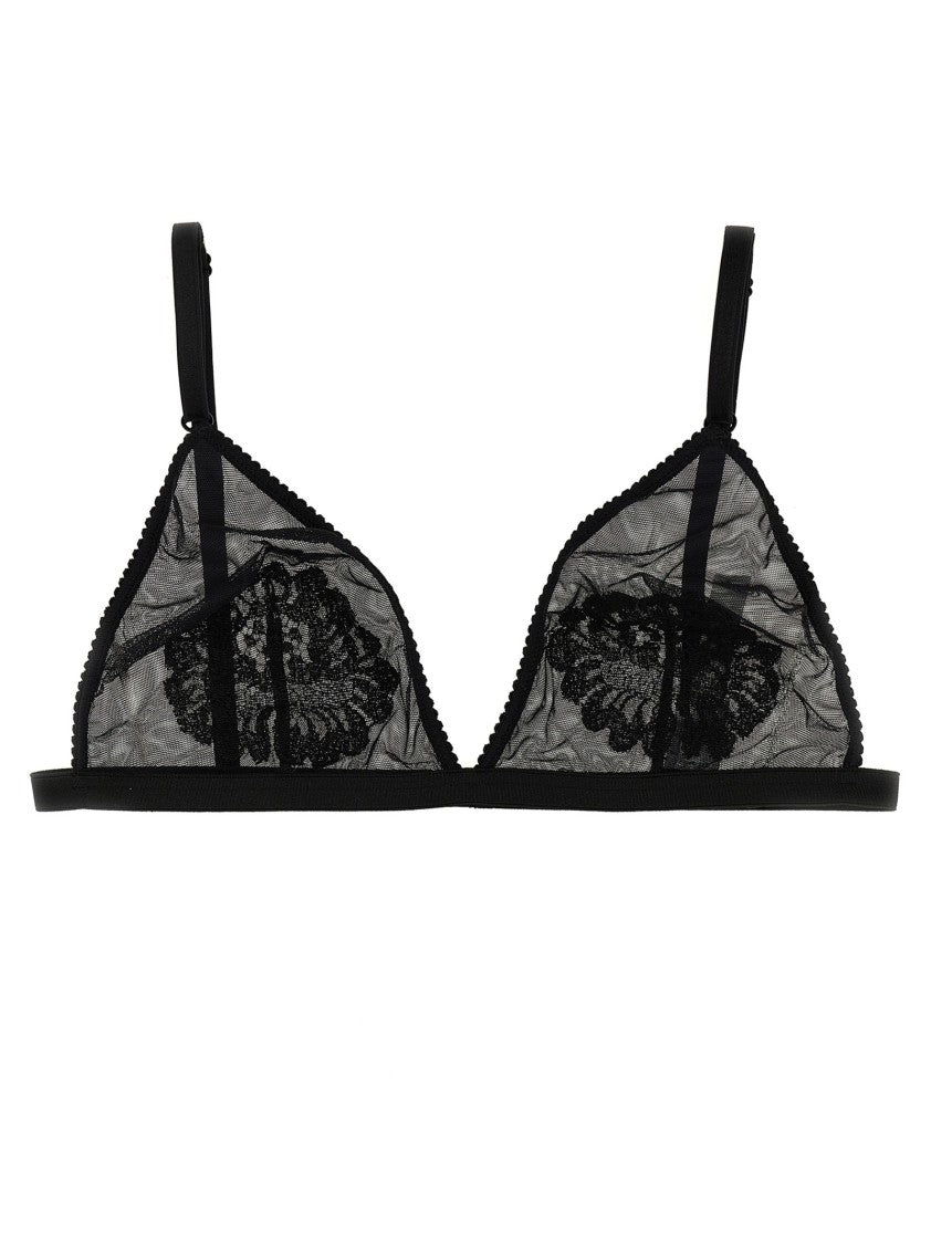 Dolce & Gabbana Sheer Tulle Bra With Floral Lace