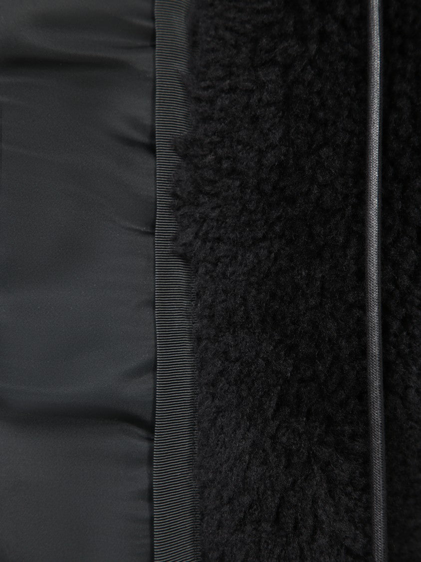 Sacai Wool Blend Black Jacket With Quilted Detailing