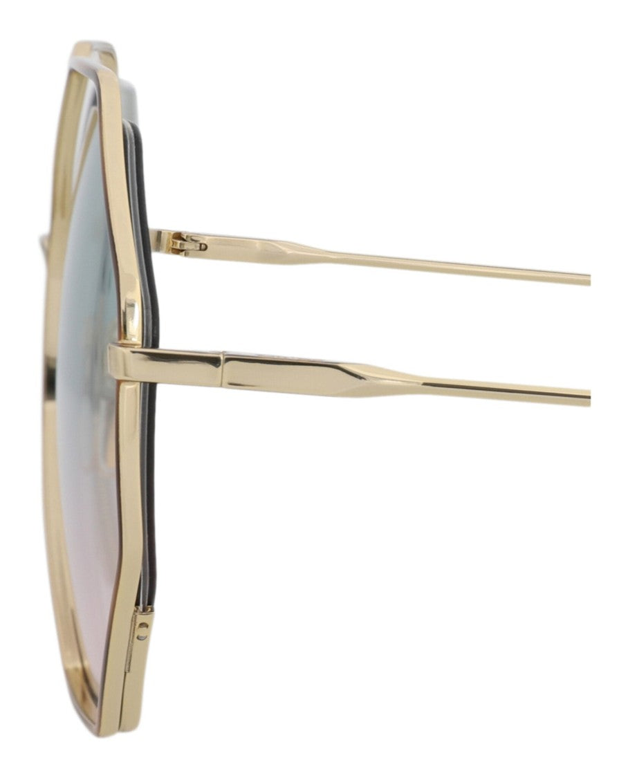 Chloé Square-Frame Metal Sunglasses With Gradient Lenses And Cutout Accents