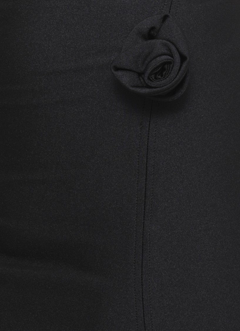 Coperni Asymmetrical Black Midi Skirt With Floral Embellishments