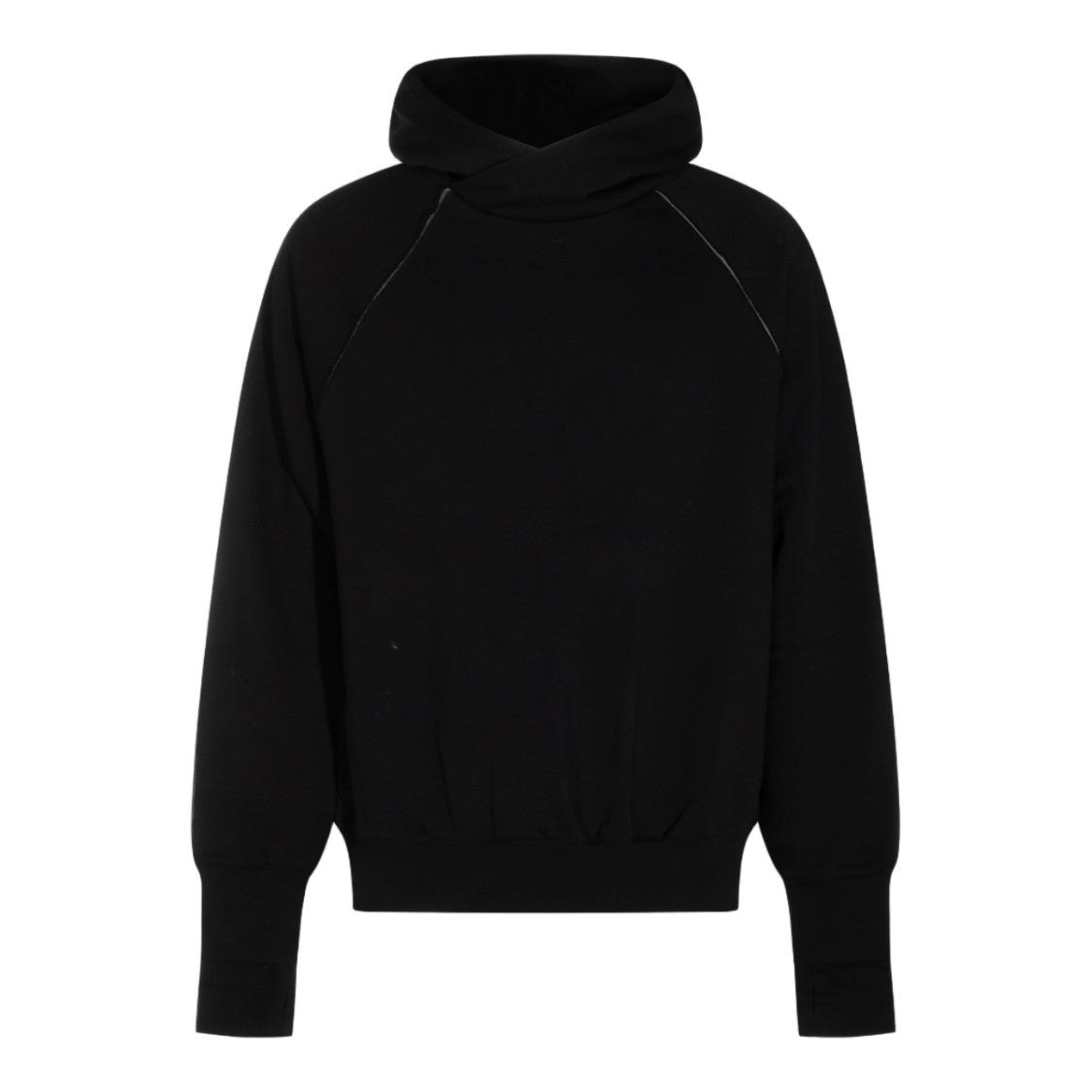Thom Krom Relaxed Fit Black Hoodie Sweater With Ribbed Detailing