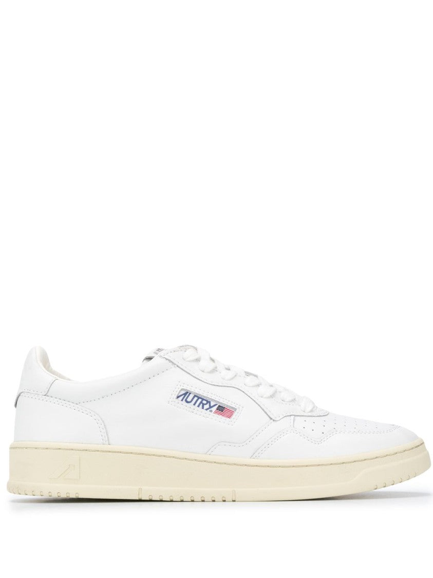 Autry Classic Low-Top White Leather Sneakers With Perforated Detailing