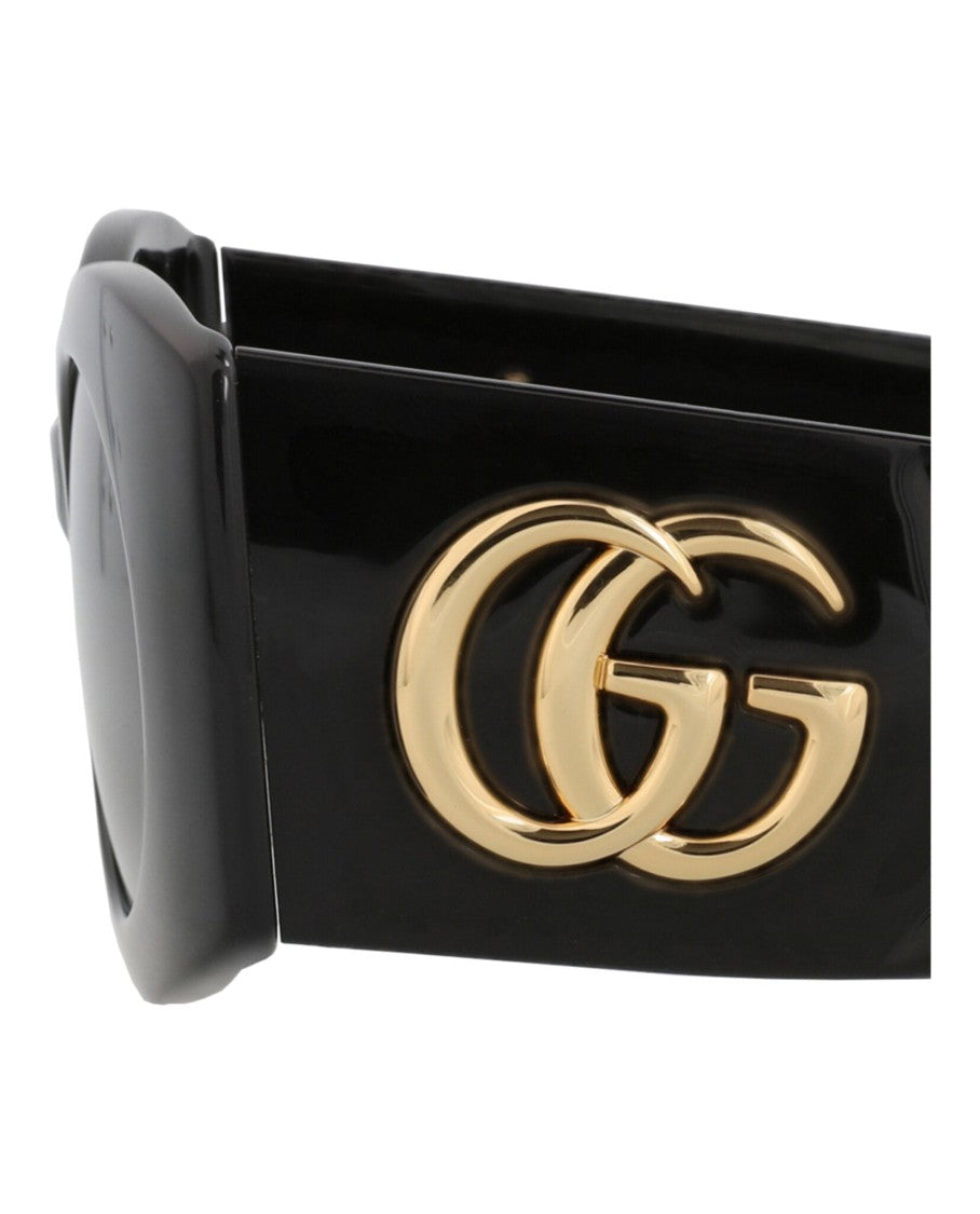 Gucci Square-Frame Injection Sunglasses With Gold Double-G Logo