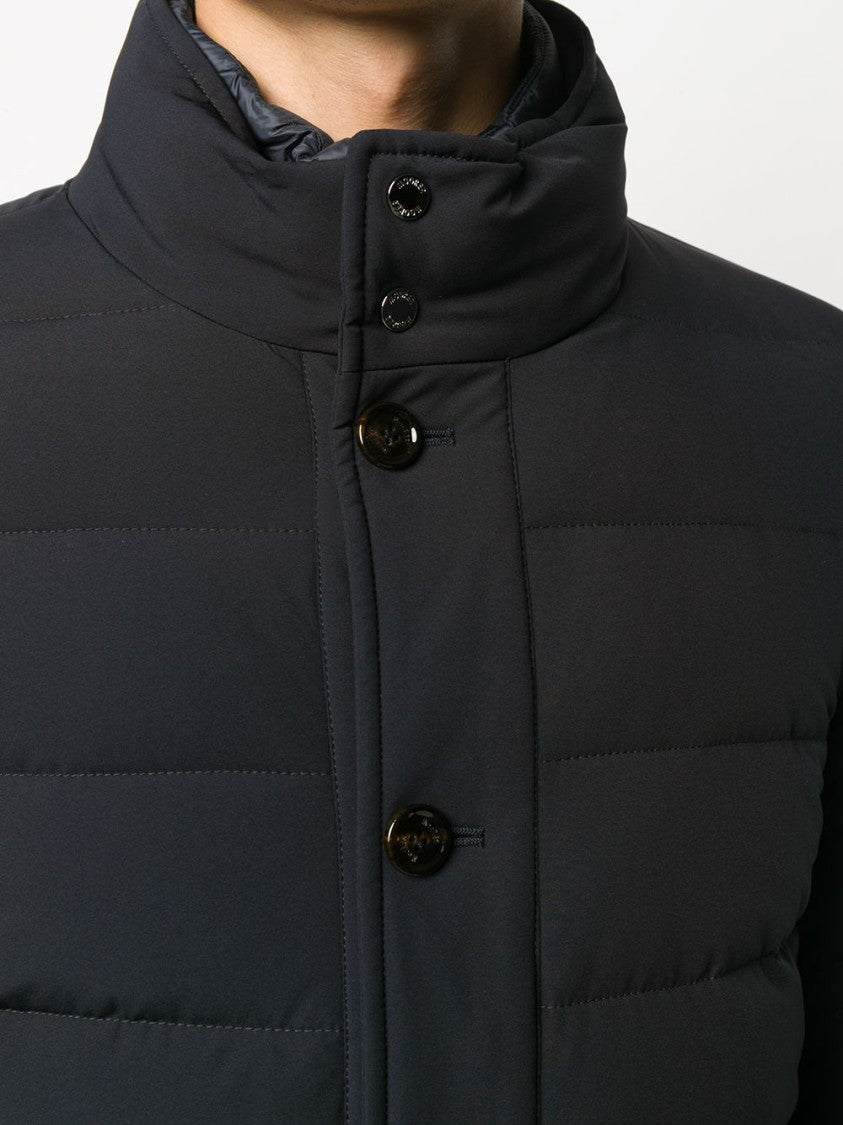 Moorer Padded Dark Blue Virgin Wool Parka With Stand-Up Collar