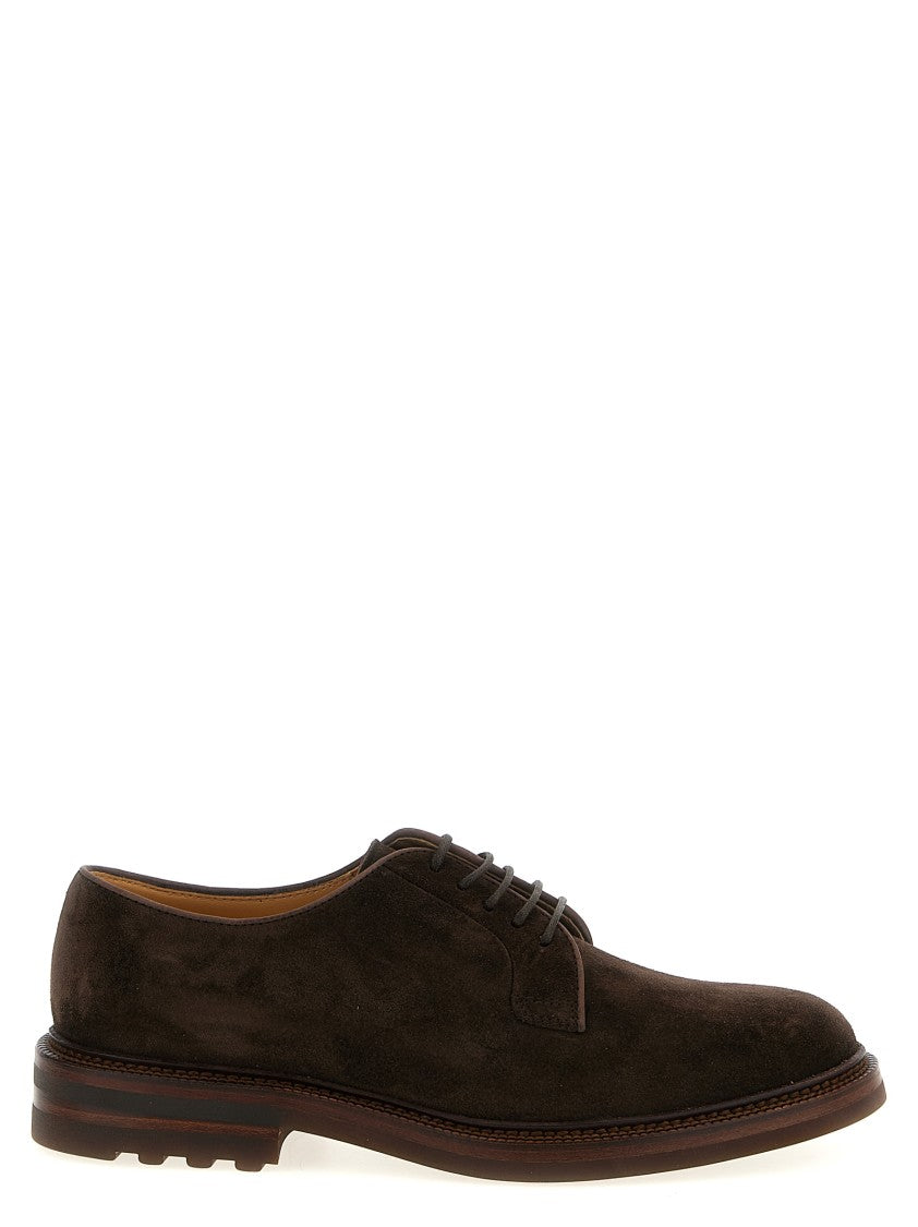 Brunello Cucinelli Classic Brown Suede Derby Shoes