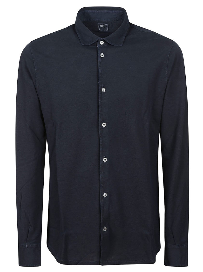 Fedeli Long-Sleeved Cotton Shirt With Classic Collar