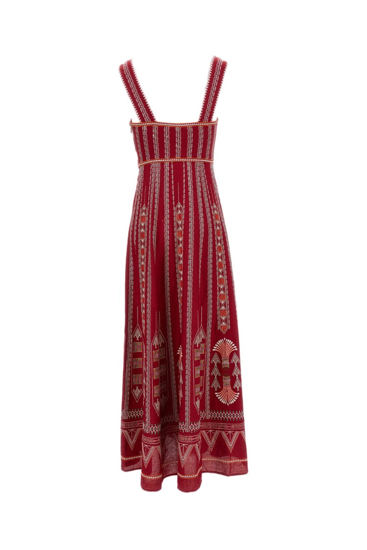 Emporio Sirenuse Ballerina Embroidered Linen-Cotton Dress