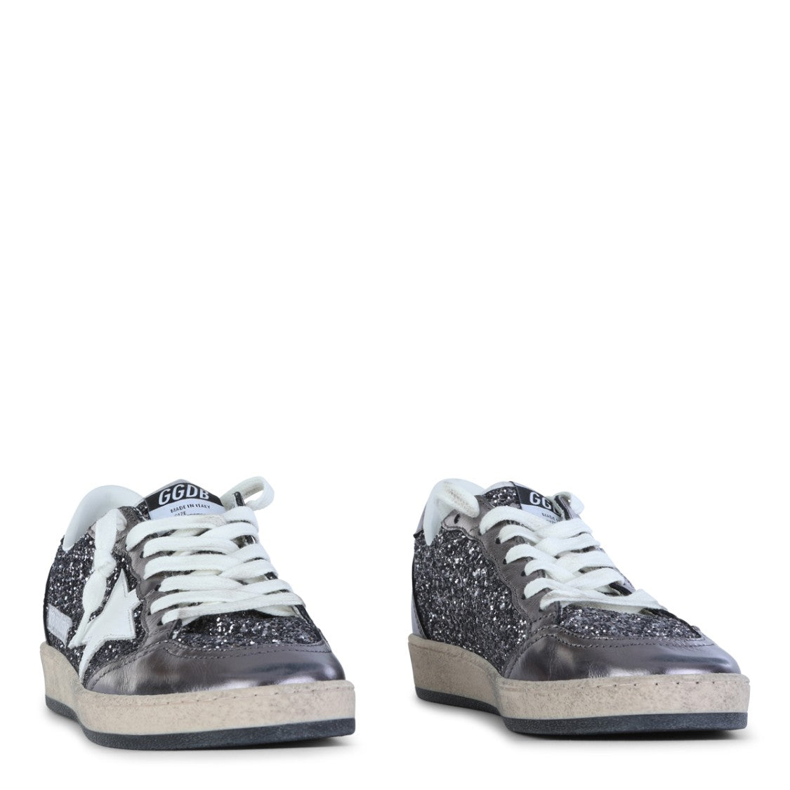 Golden Goose Grey And Purple Leather Ballstar Sneakers