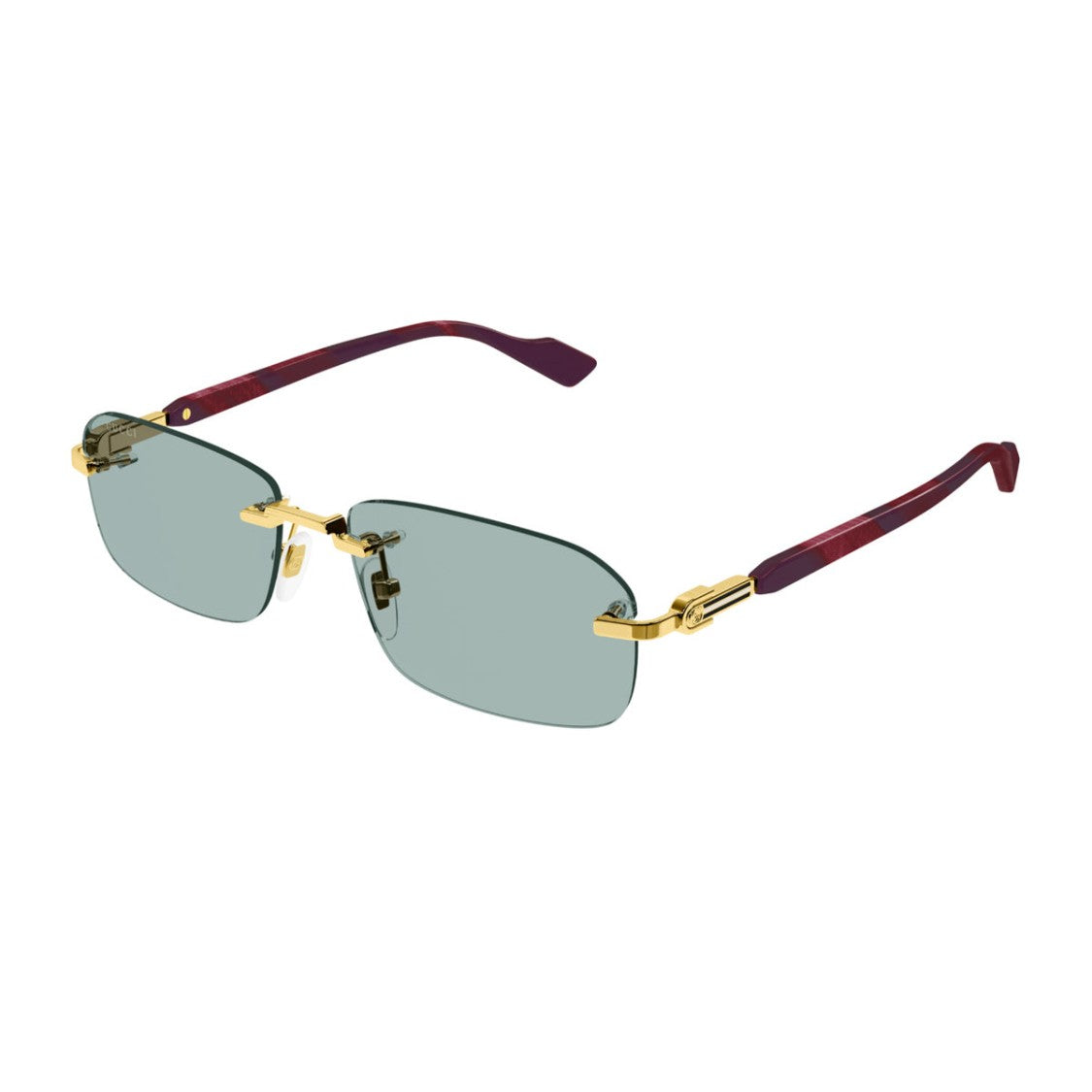 Gucci Gold Burgundy Linea Sign Gg1221s Rimless Rectangular Sunglasses