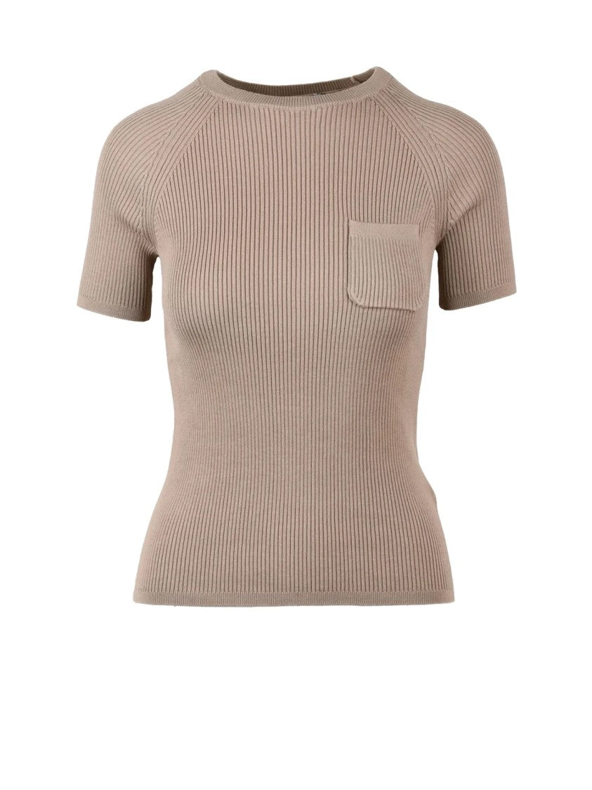 Max Mara Ribbed Knit Underlayer Top With Fitted Silhouette