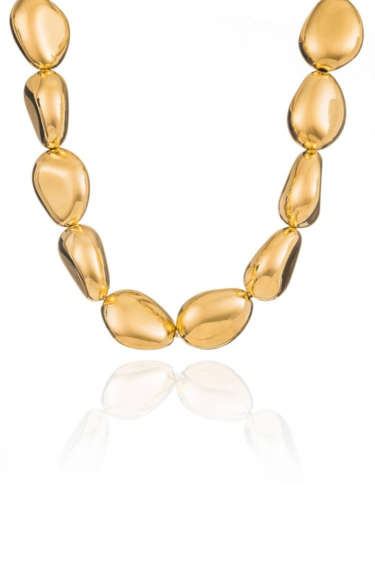 Federica Tosi Gold Lace Stone Irregular Bead Gold-Plated Bronze Necklace