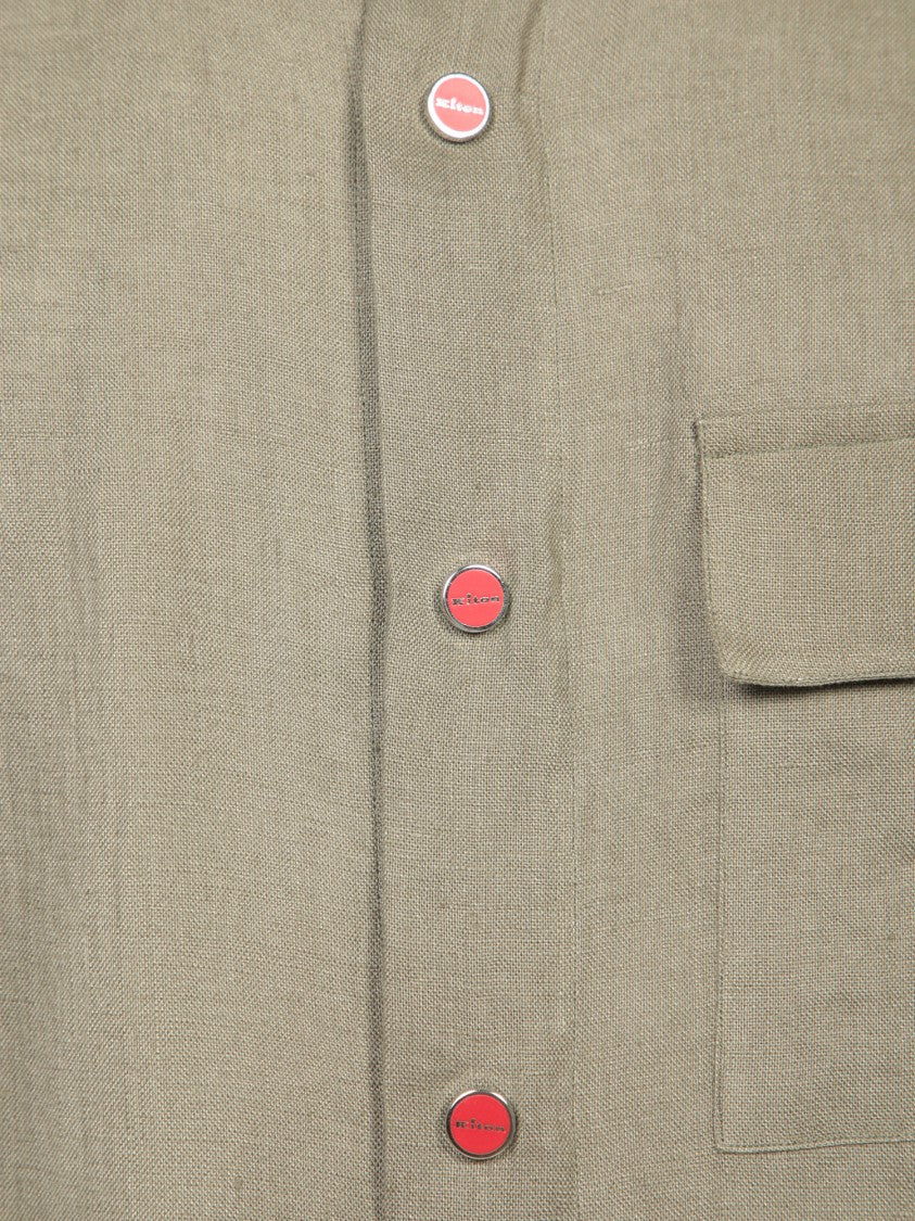 Kiton Brown Button-Down Shirt