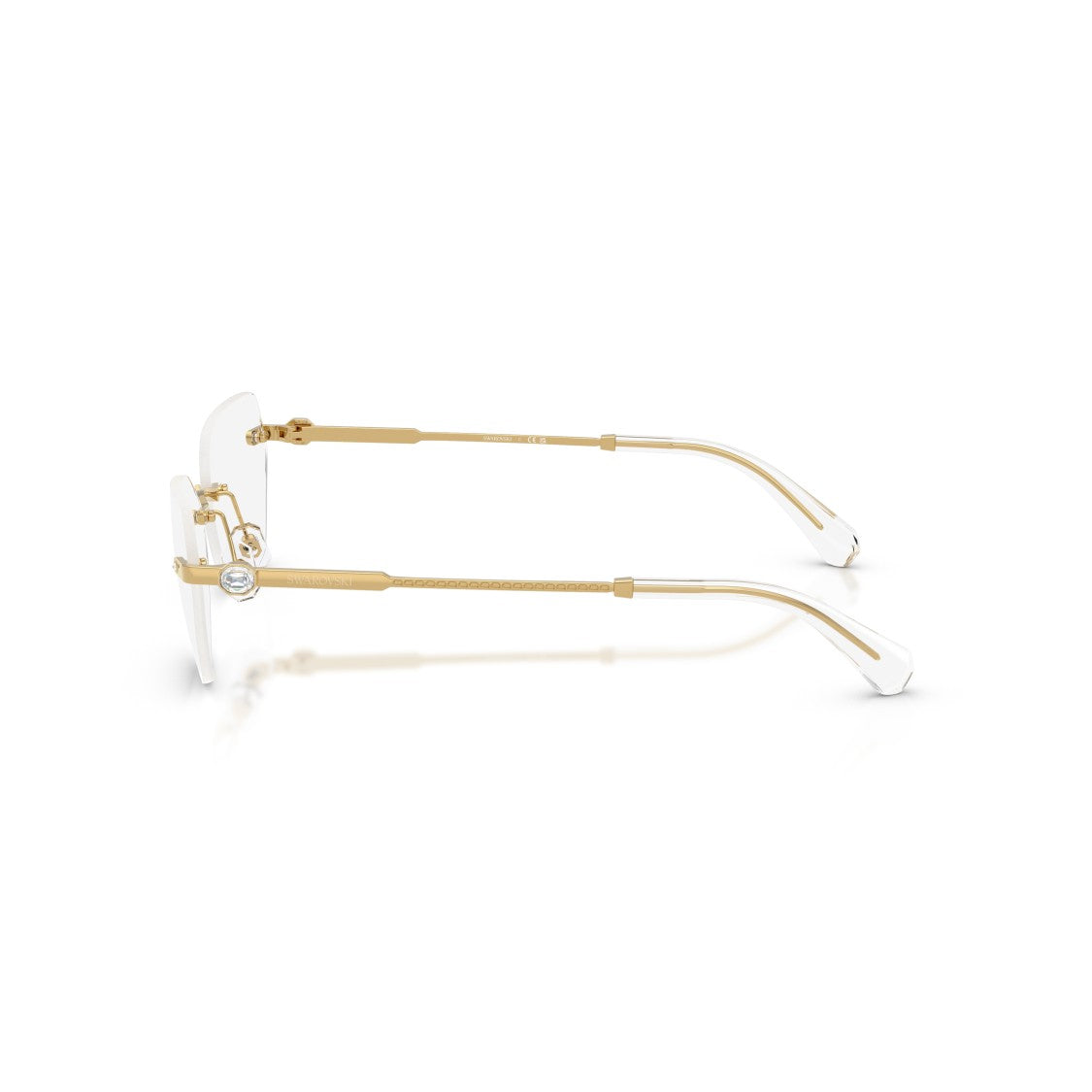 Swarovski 0Sk1031 Gold Rimless Eyeglasses With Crystal Accents