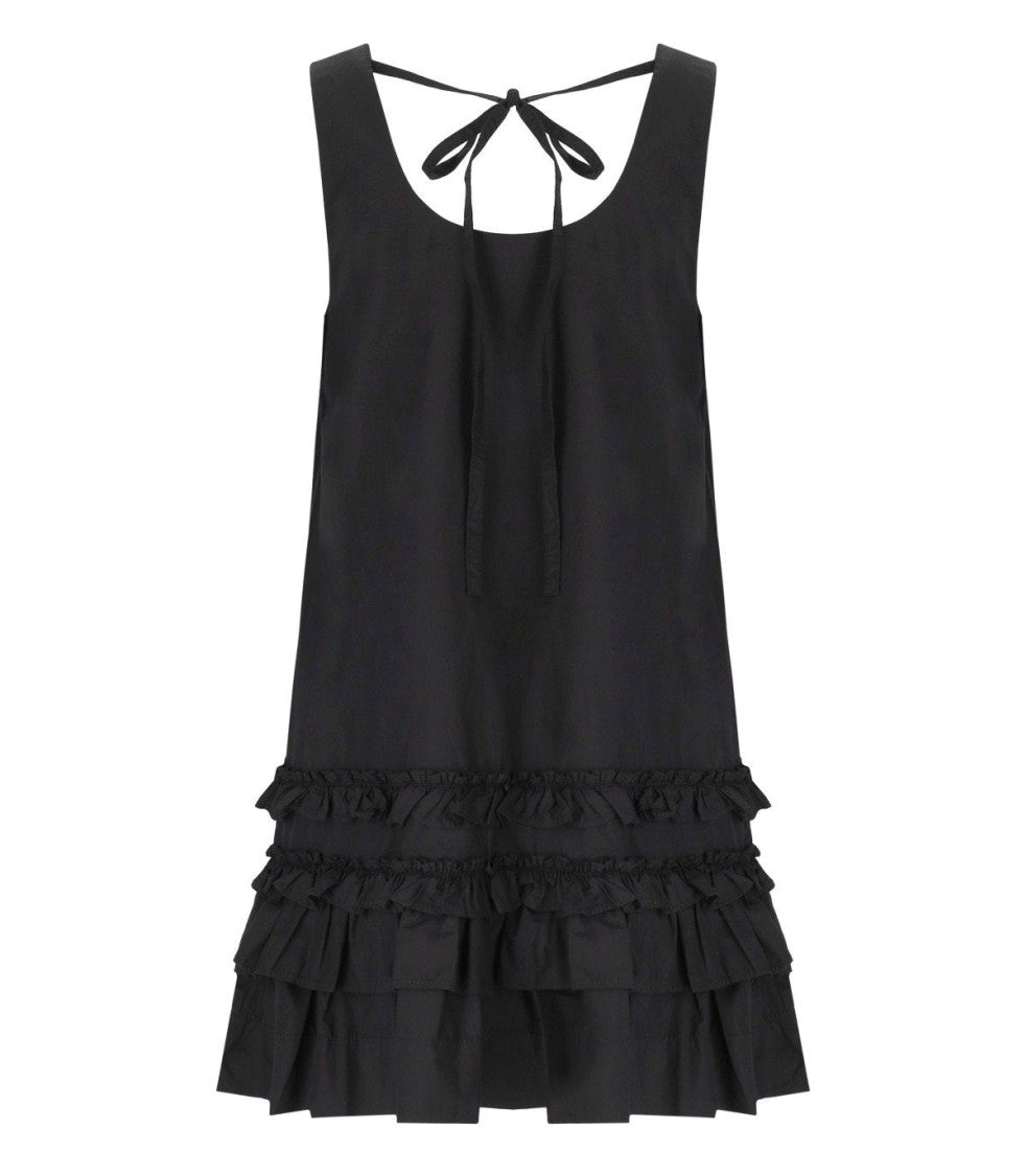 Ganni Black Ruffled Dress