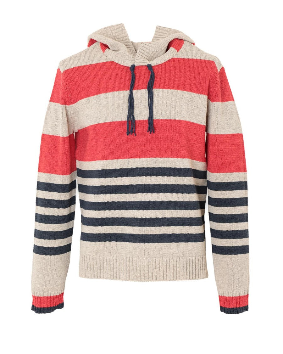 Craig Green Red Landscape Stripe Hooded Sweater With Fringe Detail