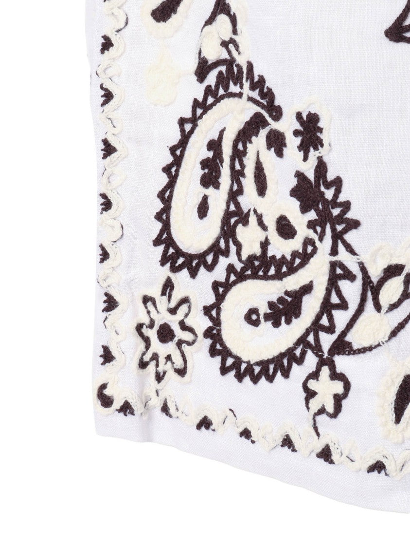 P.A.R.O.S.H. Linen Paisley Embroidered Shorts