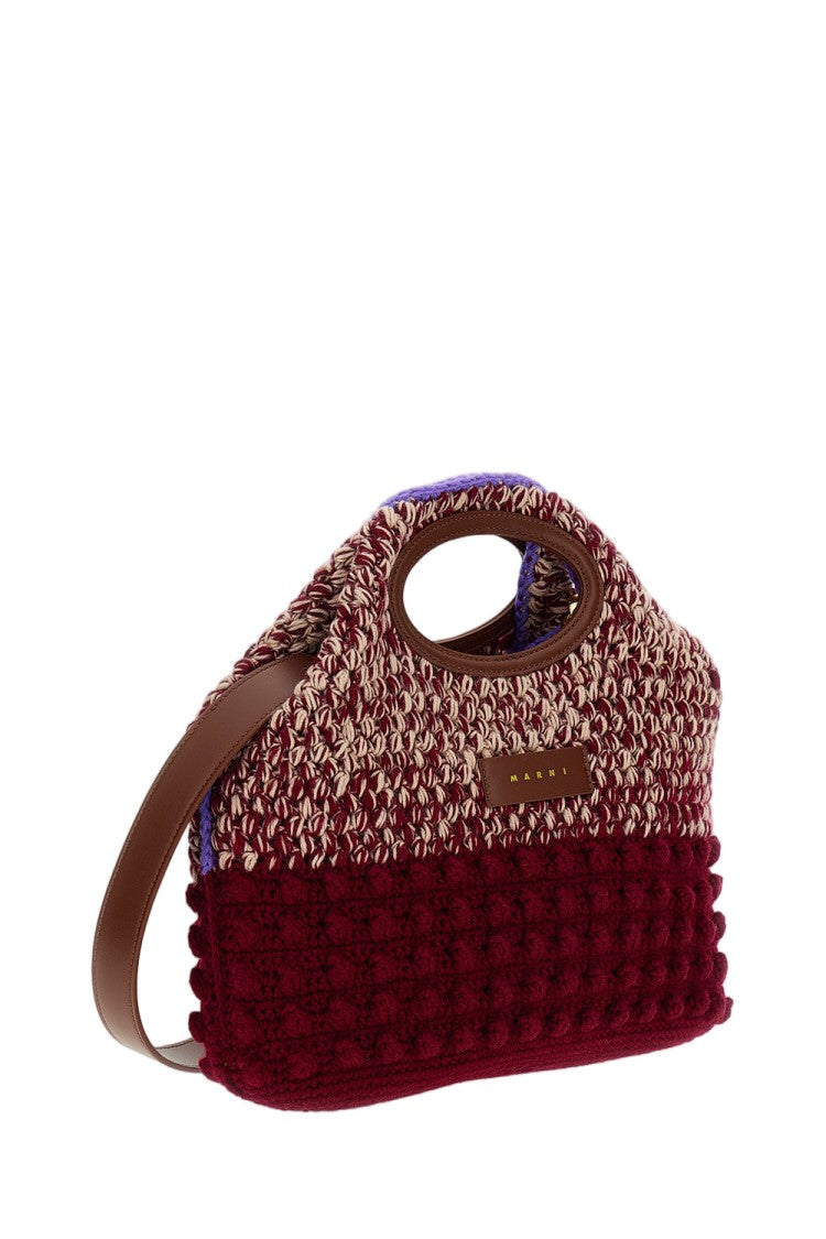 Marni Red Knotty Crochet Wool Knit Clutch