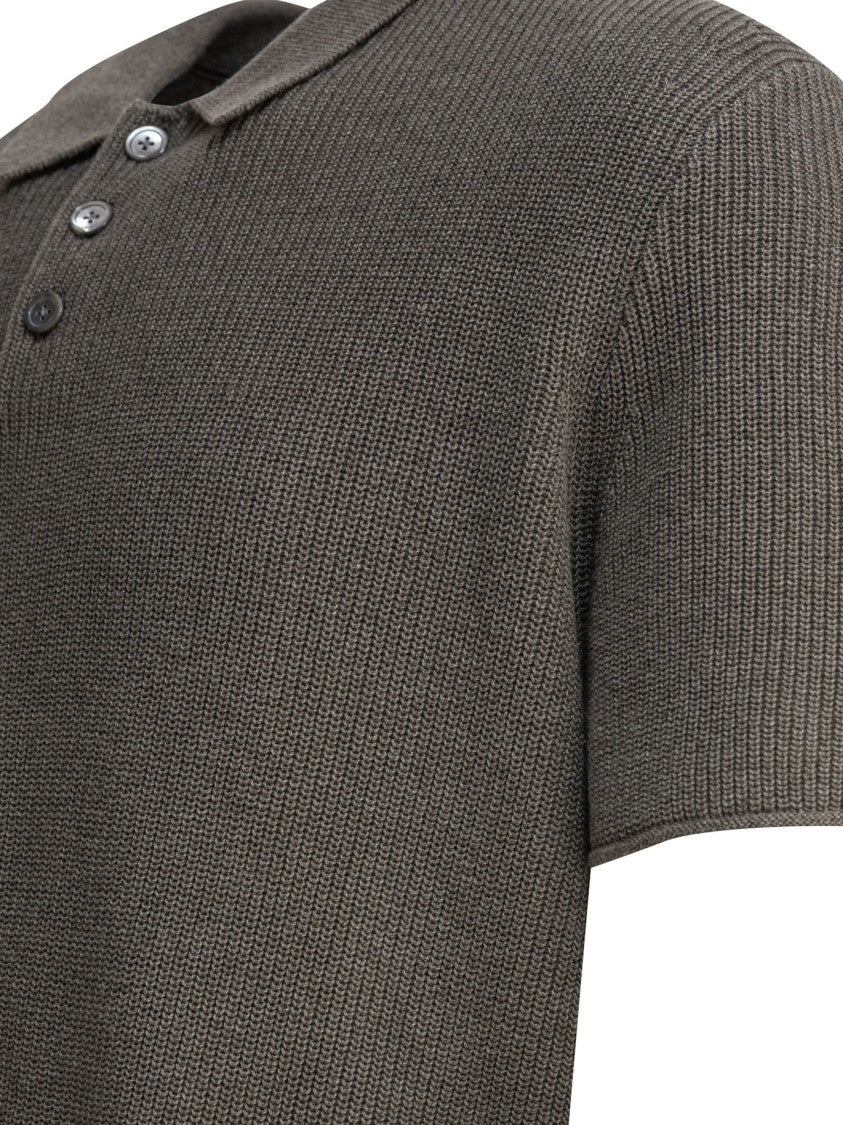Alex Mill Rolled-Edge Brown Polo Shirt With Mother-Of-Pearl Buttons