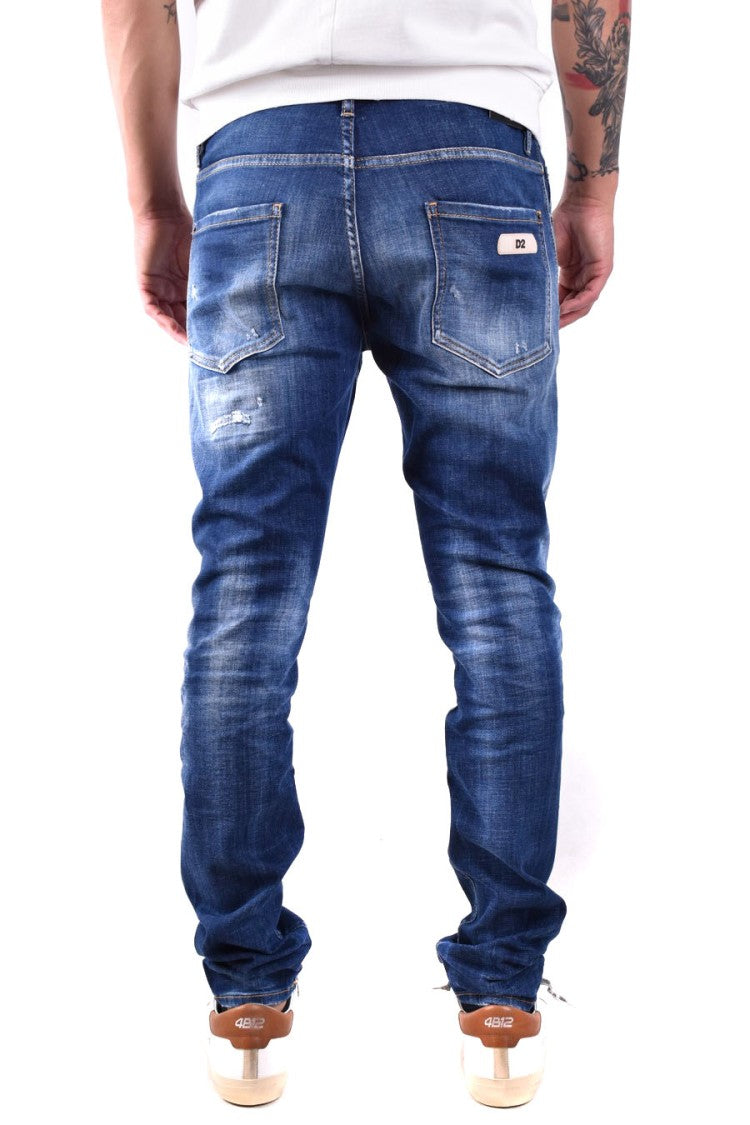 Dsquared2 Blue Cotton Distressed Skinny Jeans