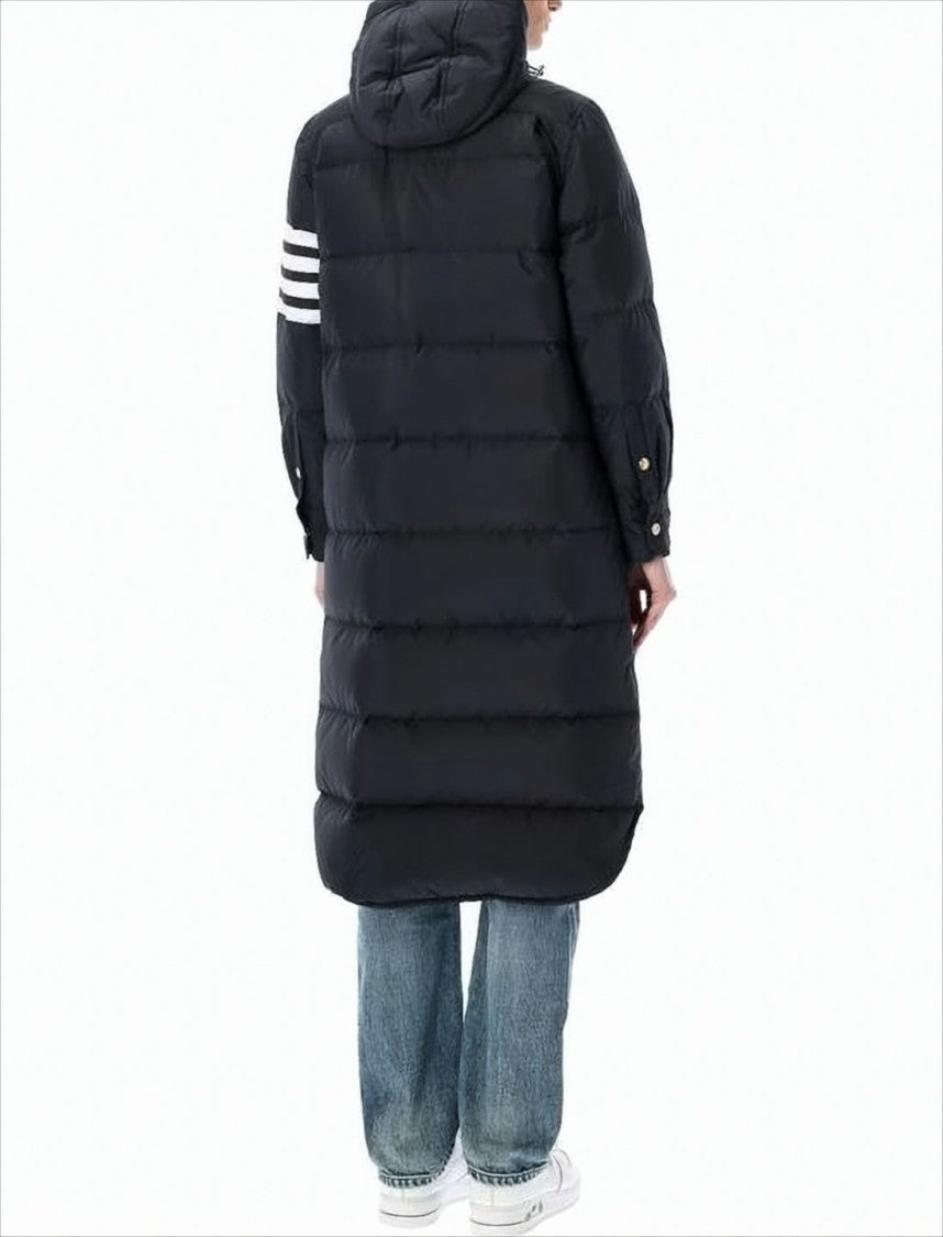 Thom Browne Quilted Hooded Down Coat With Gold-Tone Buttons