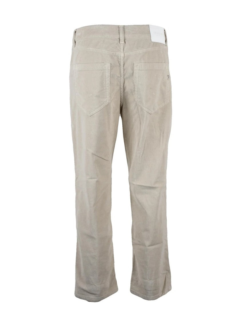 Dondup Cropped White Pants With Button-Fly Closure